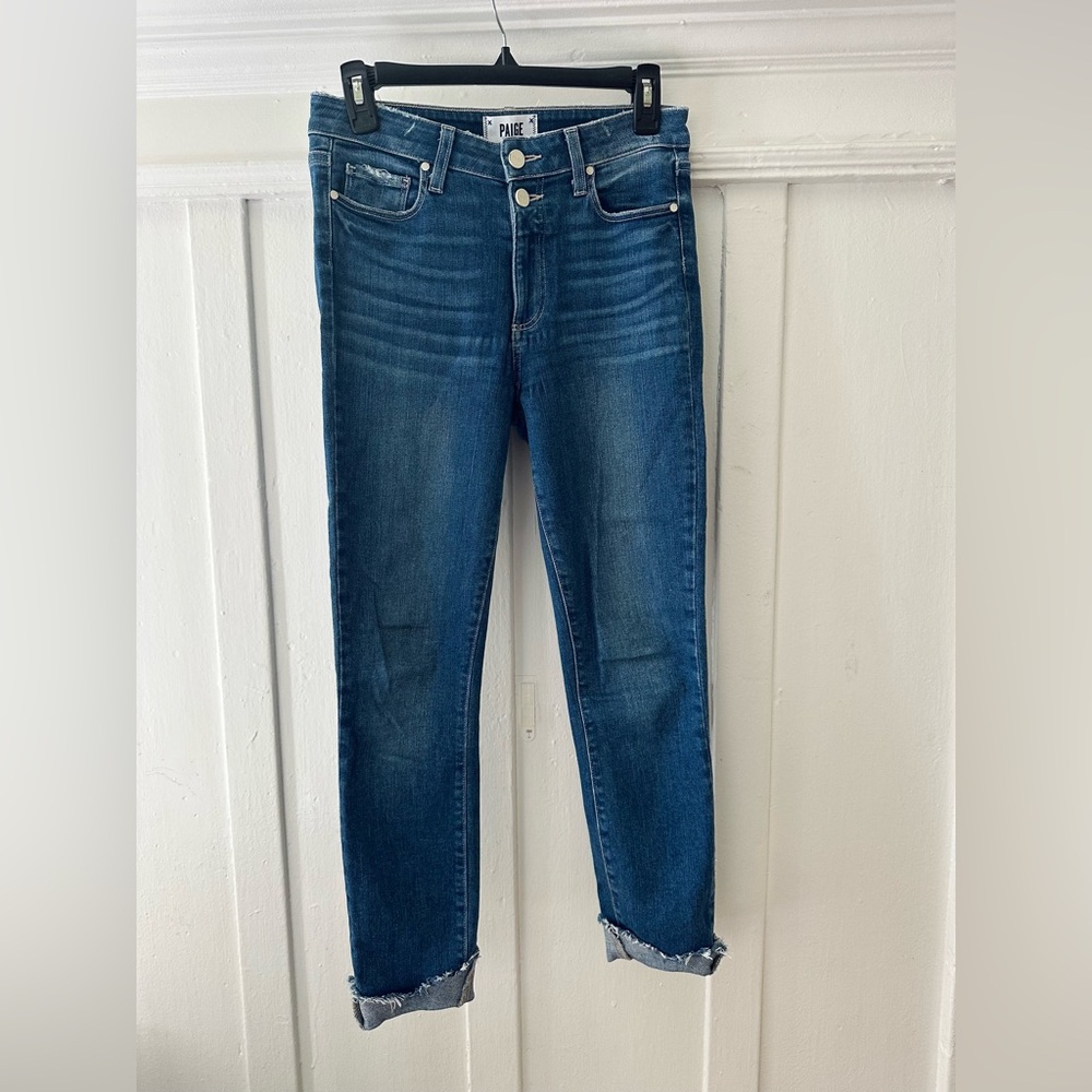 PAIGE Dark Blue Ankle Jeans Hoxton High Waist